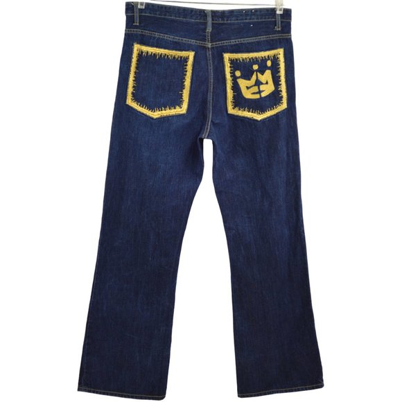 PNB Nation Jeans Size 36 x 33 Straight Leg Boot Cut Dark Wash Button Fly Denim - Picture 4 of 6